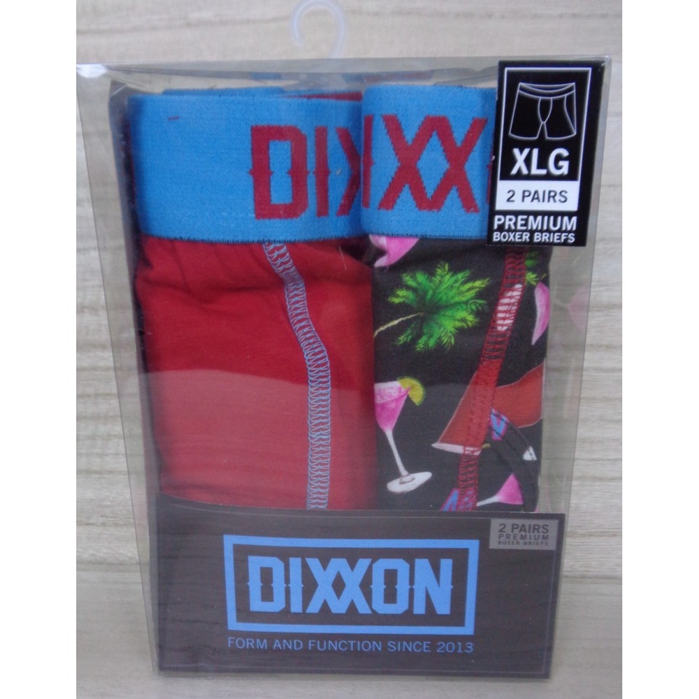 DIXXON Men’s 2-Pack Boxer Briefs — Red & Black Tropical Print
